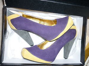 Womens Shoes Naughty Monkey Straight & Narrow Naughty Purple & Yellow 7M