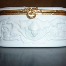 Limoges Made in France Bisque Lidded Lid Trinket Jewelry White Box 7"W Porcelain