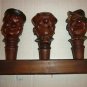 Leopold Moroder Hand Carved Wood Bottle Stoppers Set of 3 w/Stand,Made Germany