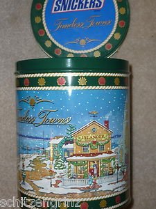 Advertising Tin Mars Snickers Timeless Towns  6x5" 1992