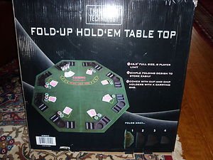 Poker Table Top Fold-Up Hold-Em 46.5" 8 Player w/cup & Chip Holders,Carry Bag