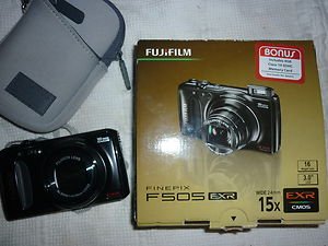 Fujifilm Digital Camera WORKING w/BOX F505 EXR CMOS 24mm 15x Zoom 16mp,HDMI,Case