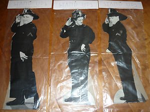 Three 3 Stooges Firemen Cardboard Standees Stand-Ups Action Figure Image 1980s
