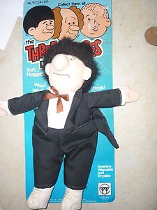 Collins Three 3 Stooges Plush Dolls Moe 12" Action Figures 1982