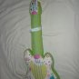 Pottery Barn Kids Guitar Shaped Pillow Oreiller Green,White,Flowers Patch Quilt