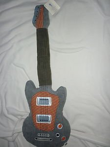 Pottery Barn Kids Guitar Shaped Pillow Oreiller Brown