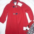 Girls Petit Faune France Red Overcoat Coat w/ Matching Winter Hat,Wool Size sz 4