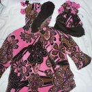 Corky & Co. Company Girls Winter Overcoat Coat w/Hat Pink w/Flowers Size 4T