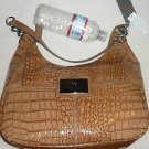 Guess Novak Hobo Cognac Brown Alligator Crocodile Women Purse Handbag Pocketbook