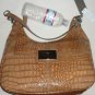 Guess Novak Hobo Cognac Brown Alligator Crocodile Women Purse Handbag Pocketbook