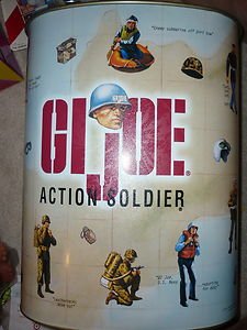 GI Joe Trash Waste Garbage Tin Metal Can 13" Tall Oval Shape 1997