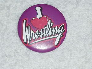 I Love Wrestling Button Pin