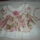 Sweet Kids Rose Pattern Dress Sz size 1 with Headband Cotton