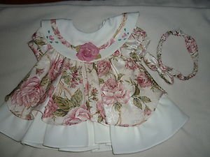 Sweet Kids Rose Pattern Dress Sz size 1 with Headband Cotton