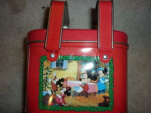 Advertising Tin Disney Mickey Minnie Mouse w/ Handles 3.5x5" 1990s