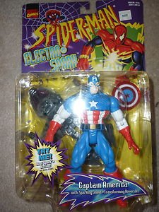 Spiderman Electro-Spark CAPTAIN AMERICA Action Figure Toybiz 1997