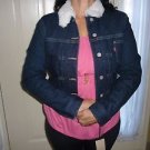 Levis Womens Trucker Jean Jacket Faux Fur Shearling Sz M Med Winter Coat $88 Ret