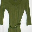 Juniors Green 3/4-Sleeve Top w/ Sequined Belt Sz. Med. NWT *SALE*