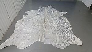 New Cowhide Rug BRAZILIAN COW HIDE RUG SILVER ZEBRA PRINT 91*67inch 992