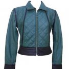 Green Quilted Style Ladies Leather Jacket Quilting Design Women Leather Coats