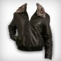 Men's Black Pilot Leather Jacket With Sheepskin Parka Fur Collar XS-6XL