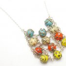 Pearly Multicolor Ball Necklace - Lampwork Jewelry - Glass Bead Jewelry