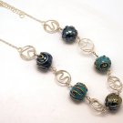 Delicate Blue And Turquoise Ball Necklace - Lampwork Jewelry - Dot Jewelry