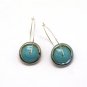 Turquoise & Silver Circle Earrings - Lampwork Earrings - Geometric Jewelry