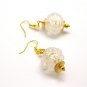Pearly Knitted Stone Earrings - Glass Bead Jewelry - Lampwork Jewelry - Elegant Jewelry