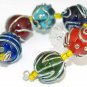Lampwork Round Beads Silver Stones (6) SRA - DIY Jewelry - Jewelry Supplies