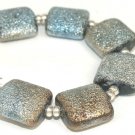 Lampwork Pillow Silver Powder Beads (6) SRA - DIY Jewelry - Jewelry Supplies - Teal Beads