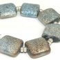 Lampwork Pillow Silver Powder Beads (6) SRA - DIY Jewelry - Jewelry Supplies - Teal Beads