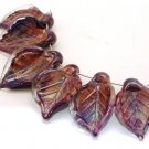 Lampwork Multicolor Leaf Beads (6) SRA - DIY Jewelry - Jewelry Supplies - Floral Beads