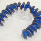 Lampwork Blue and Silver Spiral Beads (5) SRA - DIY Jewelry - Jewelry Supplies