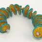 Lampwork Green and Yellow Spiral Beads (5) SRA - DIY Jewelry - Jewelry Supplies - Handmade Beads