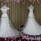 Off-shoulder mermaid sheer tulle vintage lace wedding dresses gowns-2013 2014 wedding trend