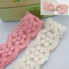 1.25" Wide Beige Color Plum Flowers Cotton Lace 4 yards S35