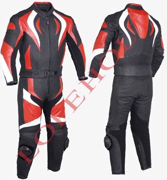 Red Motorcycle Leather Racing Suit with CE protection
