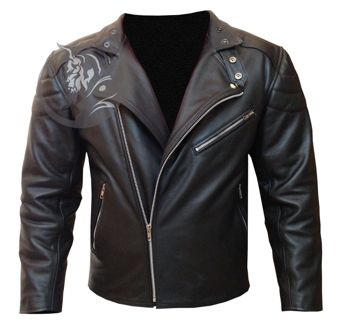 Brando Black Design Motorcycle Biker Cowhide Leather MBF Arnold Terminator Style Jacket Custom Fit