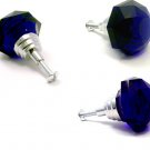 Dark Cobalt Blue Crystal Glass Large Drawer Pull - HO14D - 653