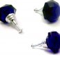 Dark Cobalt Blue Crystal Glass Large Drawer Pull - HO14D - 653