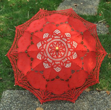 free shipping Exquisite White/Ivory Battenburg Lace Wedding Parasol Umbrella Bridal Shower