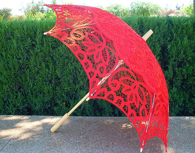 free shipping Exquisite White/Ivory Battenburg Lace Wedding Parasol Umbrella Bridal Shower