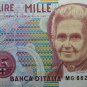 1990 Italy 1000 Lire one thousand lira Italian note banknote Italy paper money