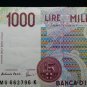 1990 Italy 1000 Lire one thousand lira Italian note banknote Italy paper money