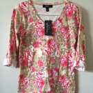 NEW YORK LAUNDRY N.Y.I. V Neck Animal Floral Print Top Sz S NWT NEW Spring.    S