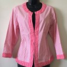 CHRISTOPHER & BANKS Striped Light Jacket Pockets Sz M L XL Pink White NWOT NEW