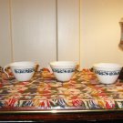 Five Vintage Old Town Corelle Blue Glass Cups Curved Handles