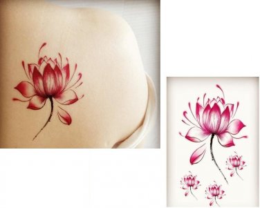 Pink Water Lily Waterproof Removable Temporary Tattoo Body Arm Art Sticker