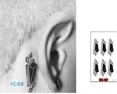TURN ON OFF BUTTON Waterproof Removable Temporary Tattoo Body Arm Art Sticker TURN ON OFF BUTTON Waterproof Removable Temporary Tattoo Body Arm Art Sticker